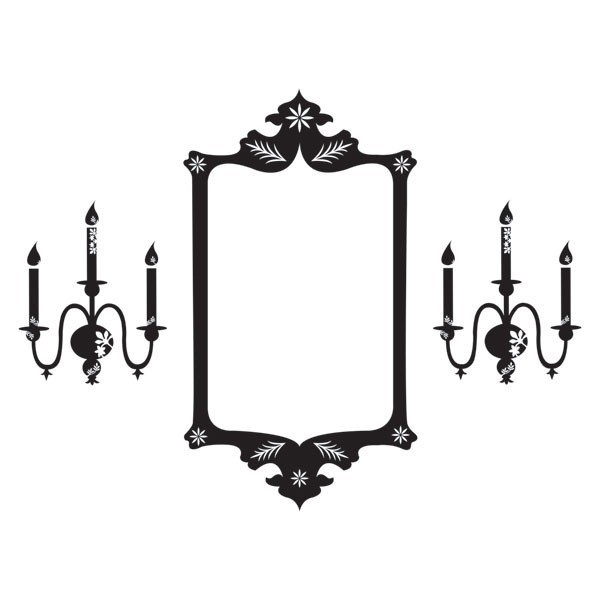 Sticker grand miroir baroque et chandeliers Les invasions éphémères - & +  si affinités